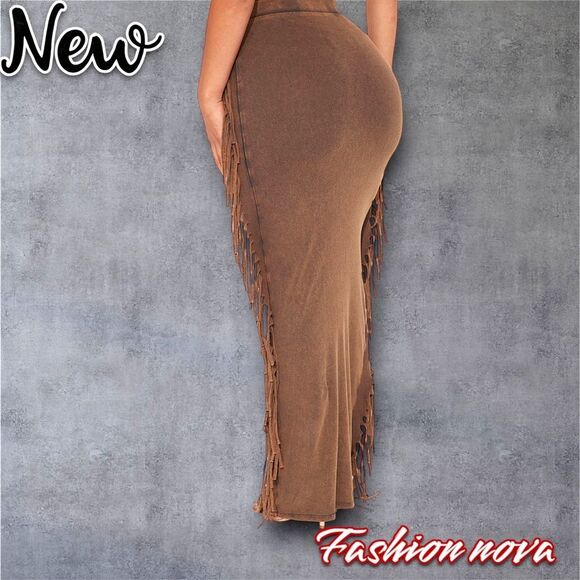 New NWT Fashion nova Sahara Mineral Wash Maxi Skirt - Brown - Small - Picture 3 of 9